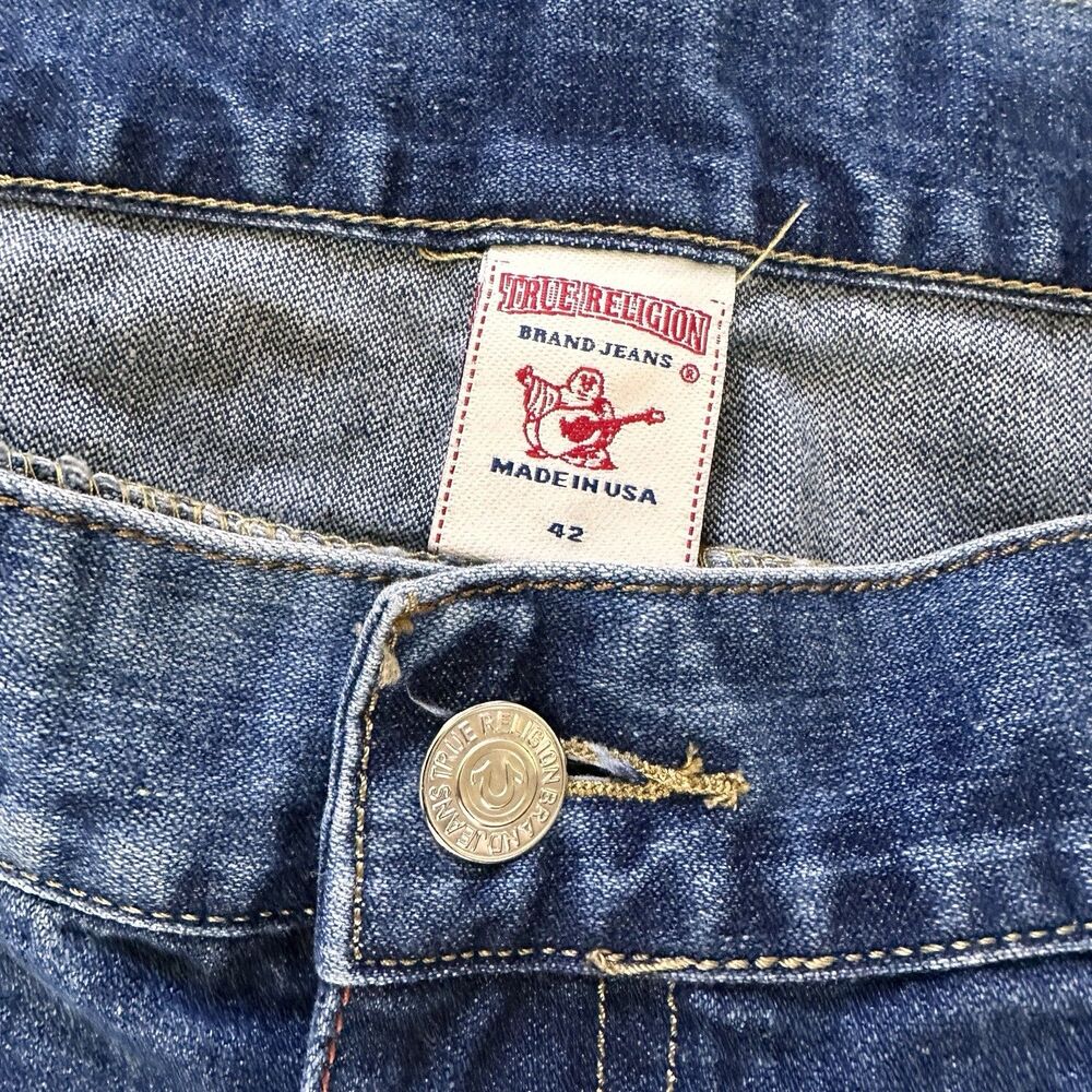 True Religion Men’s Bleached Ricky Jeans Size 42 x 30 Mens USA Made - Picture 8 of 15